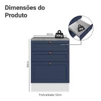 Balcão De Cozinha 60 Cm 3 Gavetas Branco/azul Vik Madesa Branco/azul - 3