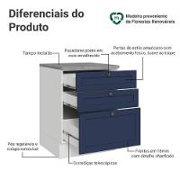 Balcão De Cozinha 60 Cm 3 Gavetas Branco/azul Vik Madesa Branco/azul
