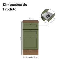 Balcão De Cozinha 40 Cm 3 Gavetas Rustic/verde Vik Madesa Rustic/verde - 2