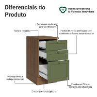 Balcão De Cozinha 40 Cm 3 Gavetas Rustic/verde Vik Madesa Rustic/verde - 3