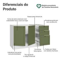 Balcão De Pia 120 Cm 2 Portas 3 Gavetas (sem Tampo) Branco/verde Vik Madesa Branco/verde - 3
