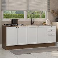 Kit Com 2 Balcões De Cozinha 3 Gavetas 4 Portas (sem Tampo E Pia) Rustic/branco Vik Madesa 01 Rustic/branco - 1