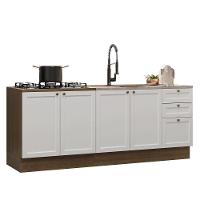 Kit Com 2 Balcões De Cozinha 3 Gavetas 4 Portas (sem Tampo E Pia) Rustic/branco Vik Madesa 01 Rustic/branco - 5