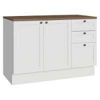 Balcão De Cozinha 120 Cm 2 Portas 3 Gavetas Branco Tampo Rustic Vik Madesa Branco/rustic - 1