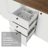Balcão De Cozinha 120 Cm 2 Portas 3 Gavetas Branco Tampo Rustic Vik Madesa Branco/rustic - 6