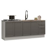Kit Com 2 Balcões De Cozinha 3 Gavetas 4 Portas (sem Tampo E Pia) Branco/cinza Vik Madesa 01 Branco/cinza - 2