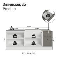 Kit Com 2 Balcões De Cozinha 3 Gavetas 4 Portas (sem Tampo E Pia) Branco/cinza Vik Madesa 01 Branco/cinza - 3