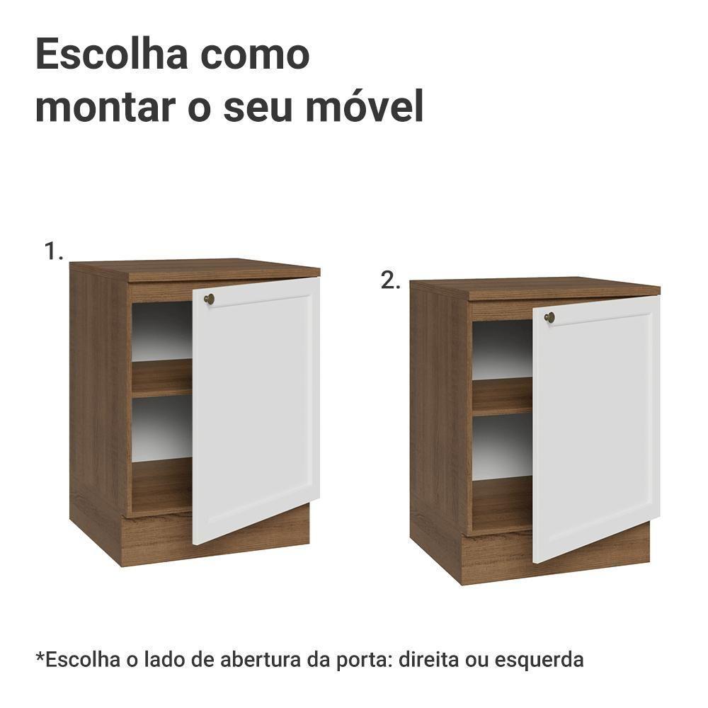 Balcão De Cozinha 60 Cm 1 Porta Rustic/branco Vik Madesa Rustic/branco - 4