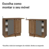 Balcão De Canto 1 Porta Rustic/cinza Vik Madesa Rustic/cinza