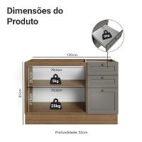 Balcão De Pia 120 Cm 2 Portas 3 Gavetas (sem Tampo) Rustic/cinza Vik Madesa Rustic/cinza - 2