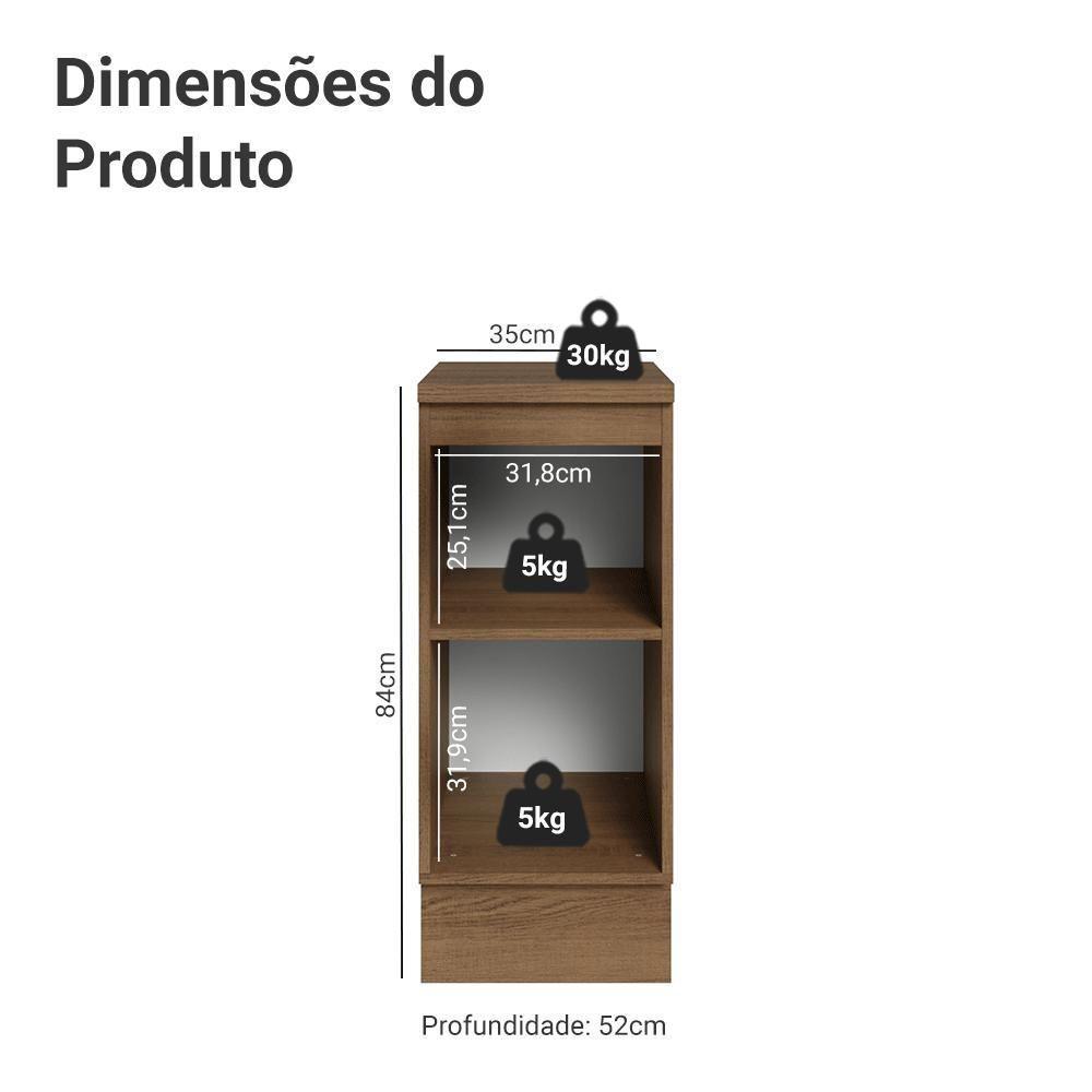 Balcão De Cozinha 35 Cm 1 Porta Rustic/branco Vik Madesa Rustic/branco - 2