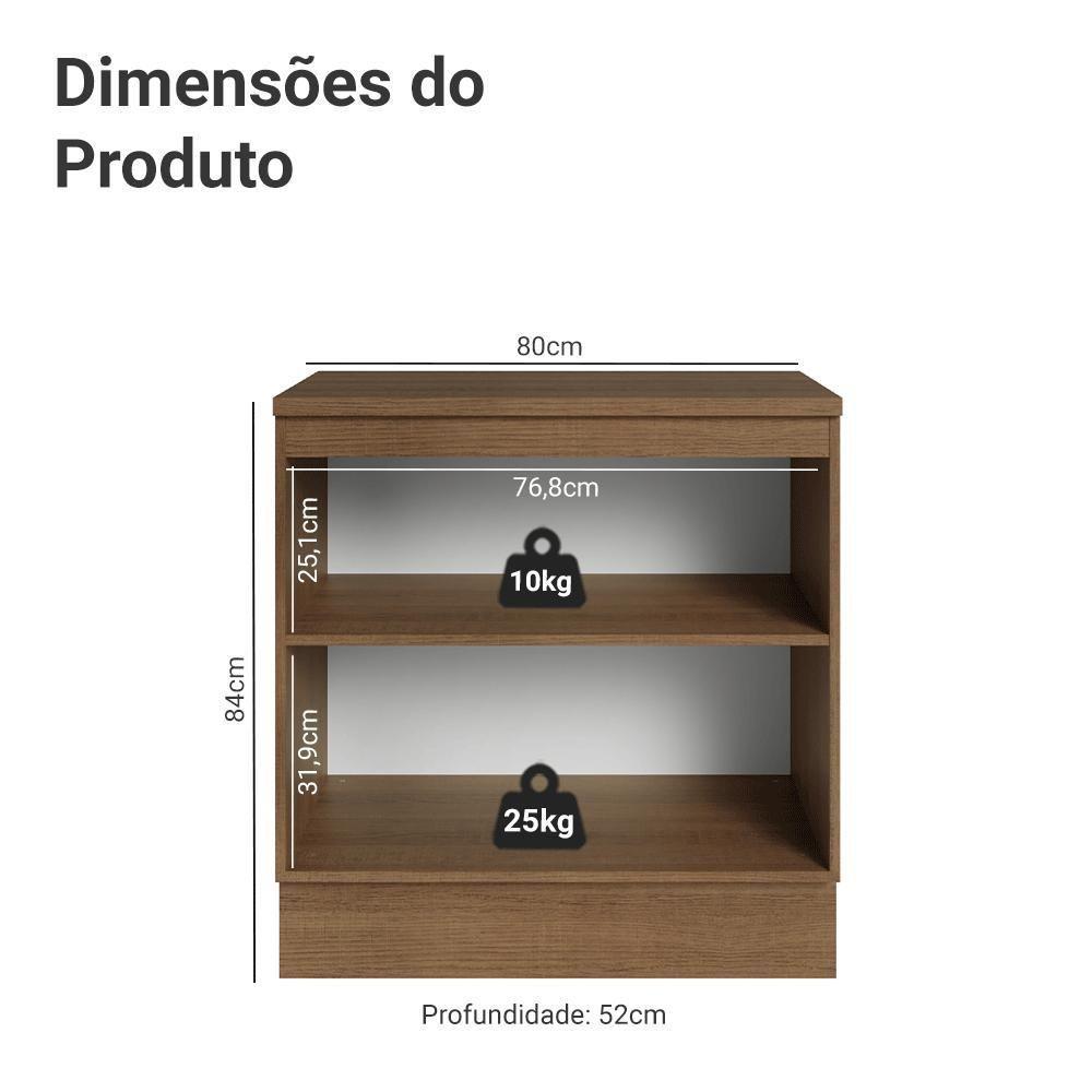 Balcão De Cozinha 80 Cm 2 Portas Rustic/azul Vik Madesa Rustic/azul - 2