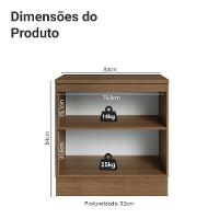 Balcão De Cozinha 80 Cm 2 Portas Rustic/azul Vik Madesa Rustic/azul - 2