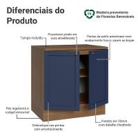 Balcão De Cozinha 80 Cm 2 Portas Rustic/azul Vik Madesa Rustic/azul - 3