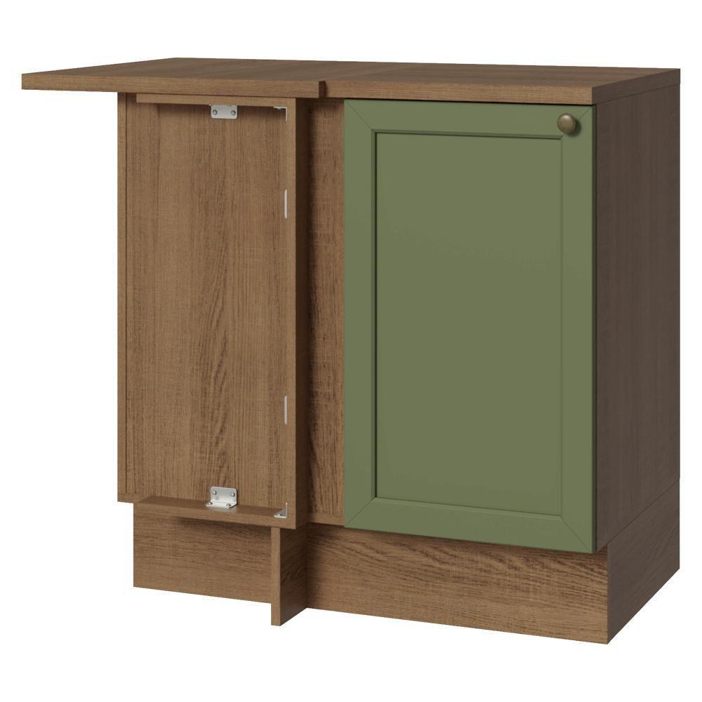 Balcão De Canto 1 Porta Rustic/verde Vik Madesa Rustic/verde - 1