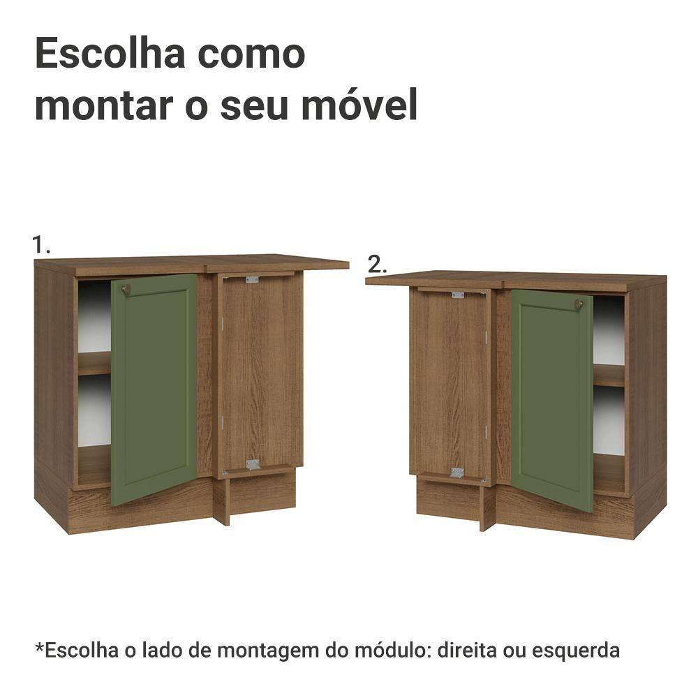 Balcão De Canto 1 Porta Rustic/verde Vik Madesa Rustic/verde - 4