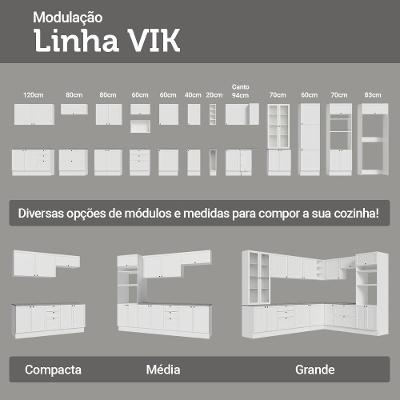 Kit Com 2 Balcões De Cozinha 3 Gavetas 4 Portas (sem Tampo E Pia) Branco Vik Madesa 01 Branco