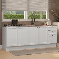 Kit Com 2 Balcões De Cozinha 3 Gavetas 4 Portas (sem Tampo E Pia) Branco Vik Madesa 01 Branco - 1