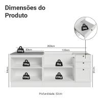 Kit Com 2 Balcões De Cozinha 3 Gavetas 4 Portas (sem Tampo E Pia) Branco Vik Madesa 01 Branco - 3