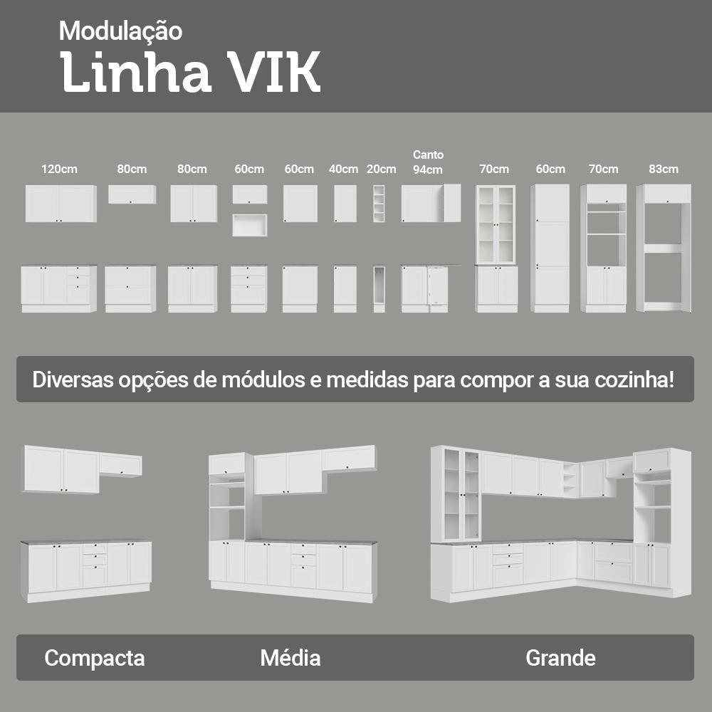 Balcão De Pia 120 Cm 2 Portas 3 Gavetas (sem Tampo) Branco Vik Madesa Branco - 10