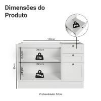Balcão De Pia 120 Cm 2 Portas 3 Gavetas (sem Tampo) Branco Vik Madesa Branco - 2