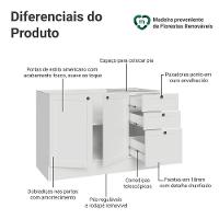 Balcão De Pia 120 Cm 2 Portas 3 Gavetas (sem Tampo) Branco Vik Madesa Branco - 3