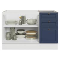 Balcão De Pia 120 Cm 2 Portas 3 Gavetas (sem Tampo) Branco/azul Vik Madesa Branco/azul