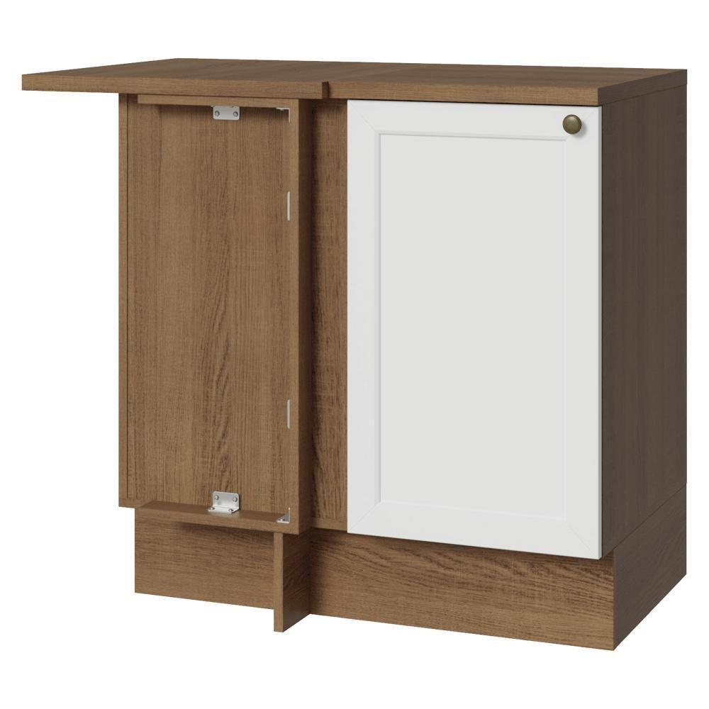 Balcão De Canto 1 Porta Rustic/branco Vik Madesa Rustic/branco - 1