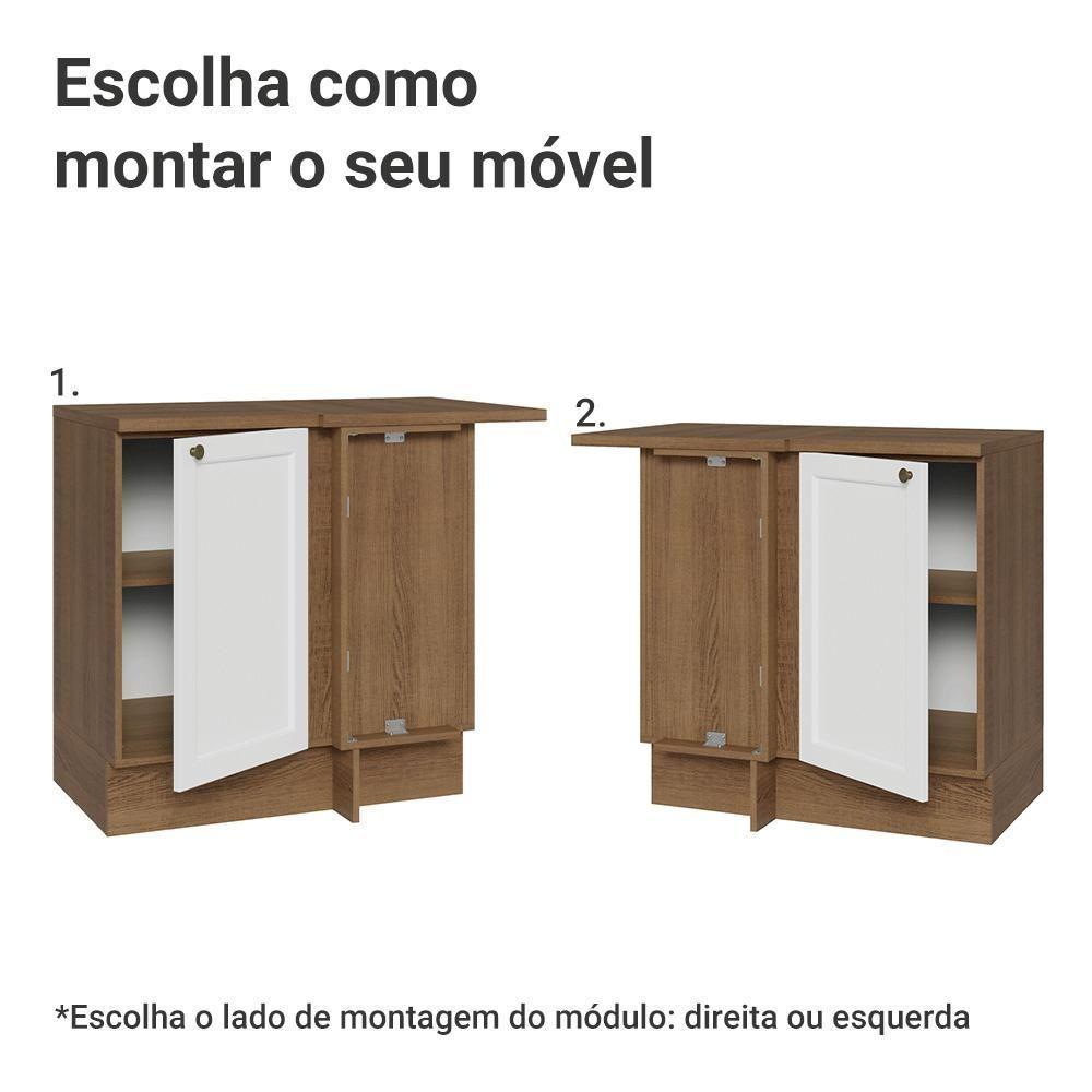 Balcão De Canto 1 Porta Rustic/branco Vik Madesa Rustic/branco - 4