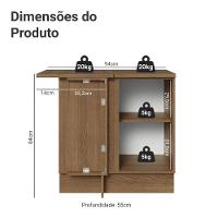 Balcão De Canto 1 Porta Rustic/branco Vik Madesa Rustic/branco - 2