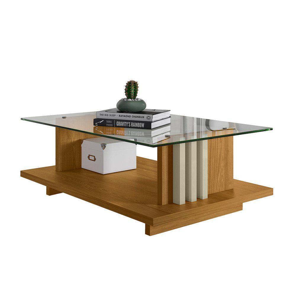 Mesa De Centro Com Vidro Frizz - 7 Decor Cumaru E Opala - 1