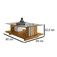 Mesa De Centro Com Vidro Frizz - 7 Decor Cumaru E Opala - 3