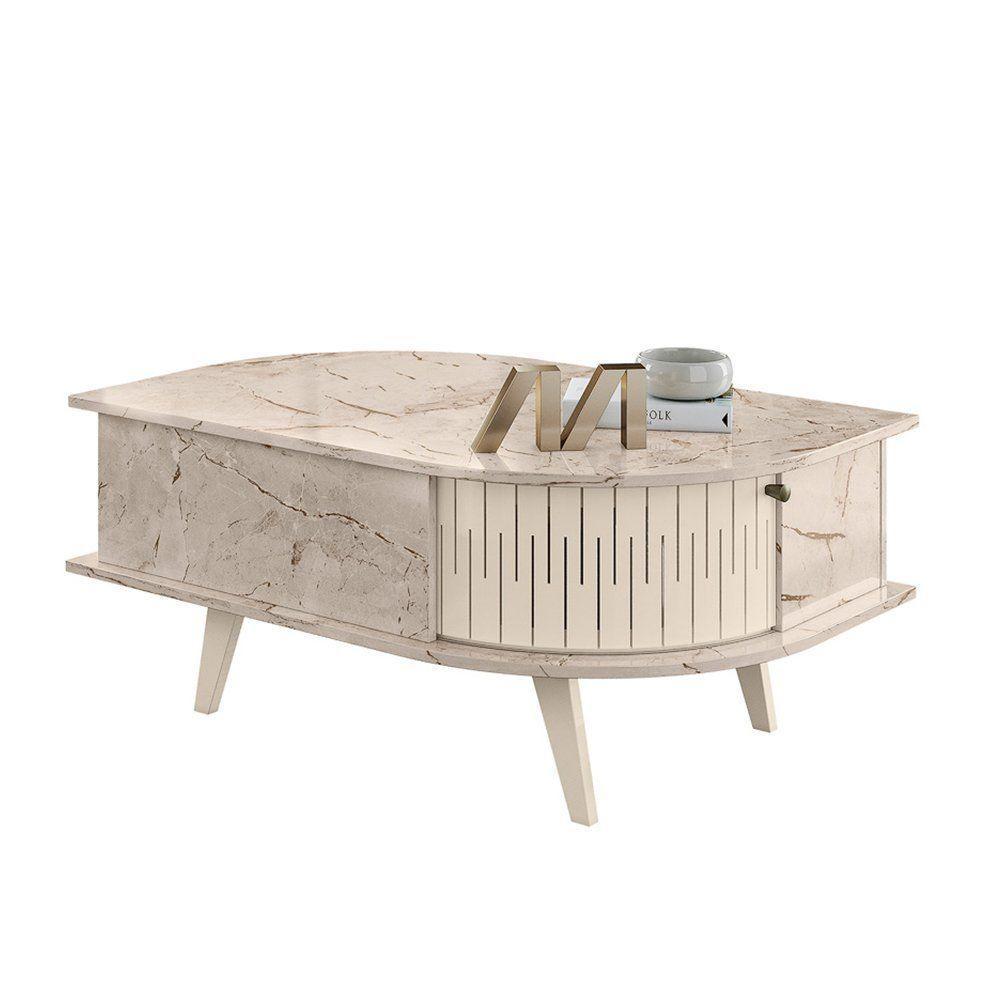 Mesa De Centro Retrô Indianápolis - 7 Decor Calacata E Off White - 1