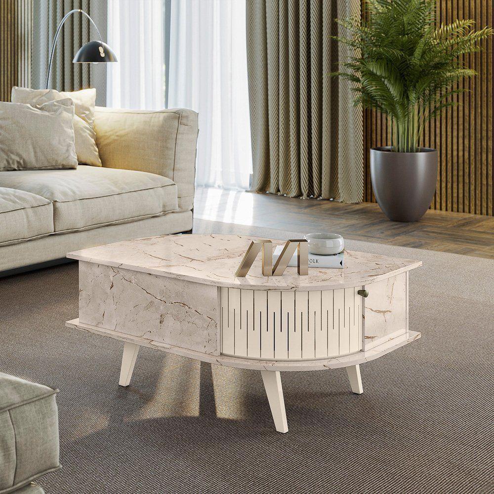 Mesa De Centro Retrô Indianápolis - 7 Decor Calacata E Off White - 2