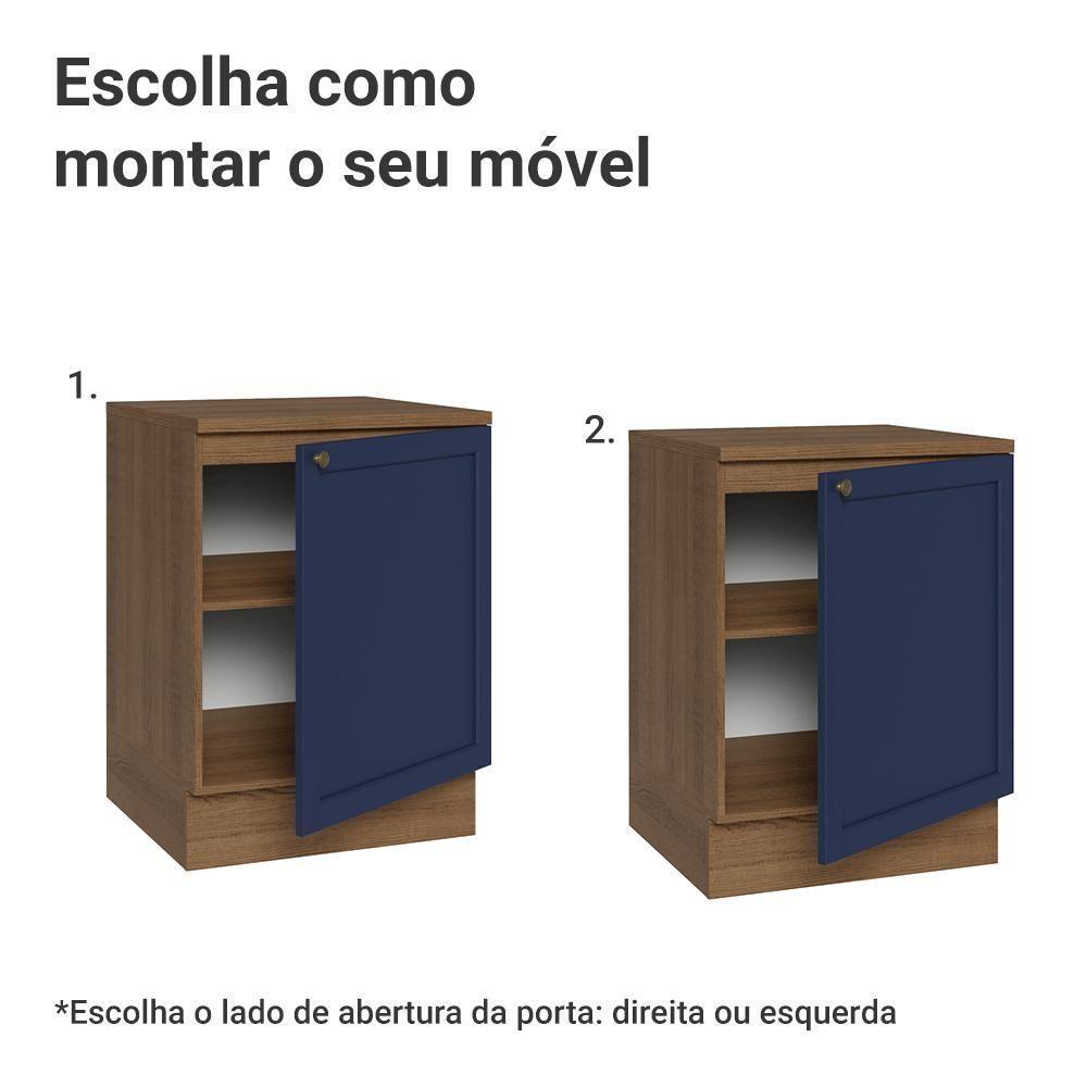 Balcão De Cozinha 60 Cm 1 Porta Rustic/azul Vik Madesa Rustic/azul - 4