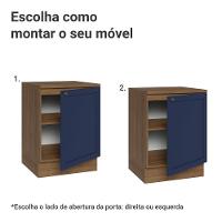 Balcão De Cozinha 60 Cm 1 Porta Rustic/azul Vik Madesa Rustic/azul