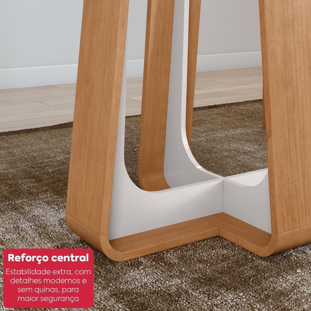 Conjunto Sala De Jantar Mesa Easy Pop 120x80cm Tampo Mdf Com 4 Cadeiras Confort Couro Morano Avelã Amêndoa/off White - 6