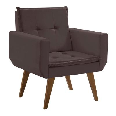 Poltrona Decorativa Taurus 1 Lugar Base Palito Marrom Suede D Salla