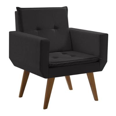 Poltrona Decorativa Taurus 1 Lugar Tecido Suede Preto D Salla