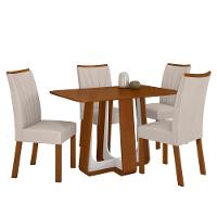 Conjunto Sala De Jantar Mesa Easy Pop 120x80cm Tampo Mdf Com 4 Cadeiras Confort Boucle Bege Frassino/off White - 2