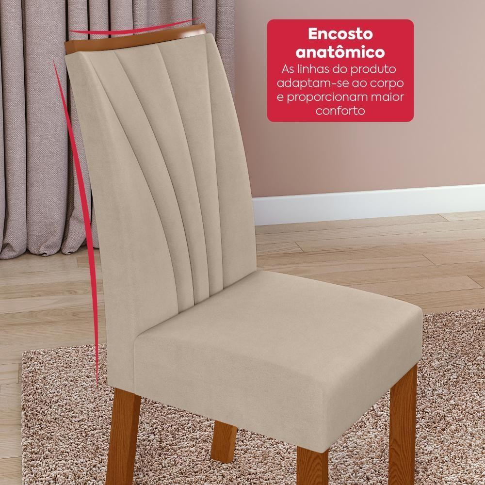 Conjunto Sala De Jantar Mesa Easy Pop 170x90cm Tampo Vidro/mdf Com 6 Cadeiras Confort Veludo Naturale Creme Frassino Off White - 7