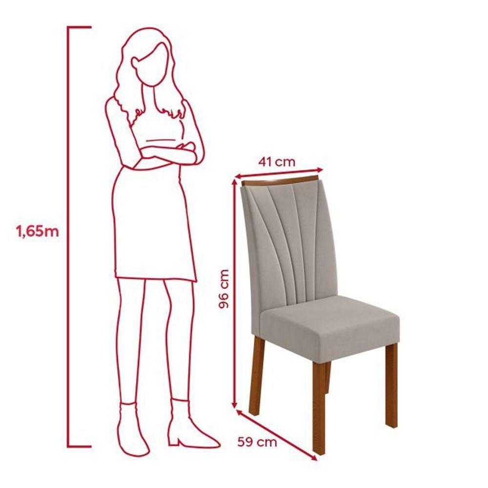 Conjunto Sala De Jantar Mesa Easy Pop 170x90cm Tampo Mdf Com 6 Cadeiras Confort Veludo Liso Capuccino Frassino/off White - 4