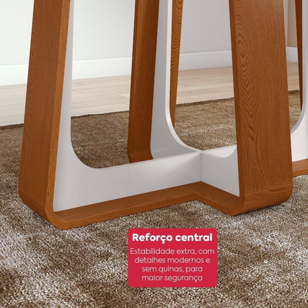 Conjunto Sala De Jantar Mesa Easy Pop 170x90cm Tampo Vidro/mdf Com 6 Cadeiras Seat Veludo Liso Capuccino Frassino Off White - 6