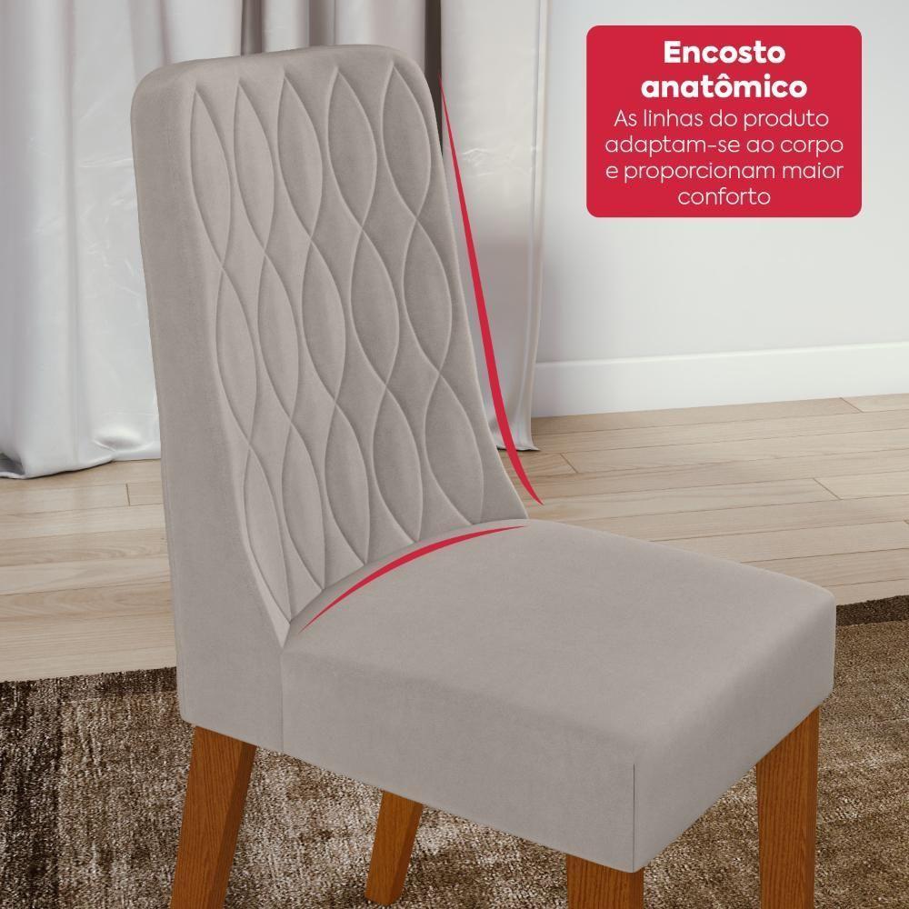 Conjunto Sala De Jantar Mesa Easy Pop 170x90cm Tampo Vidro/mdf Com 6 Cadeiras Seat Veludo Liso Capuccino Frassino Off White - 8