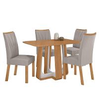 Conjunto Sala De Jantar Mesa Easy Pop 120x80cm Tampo Mdf Com 4 Cadeiras Confort Veludo Liso Capuccino Amêndoa/off White - 2