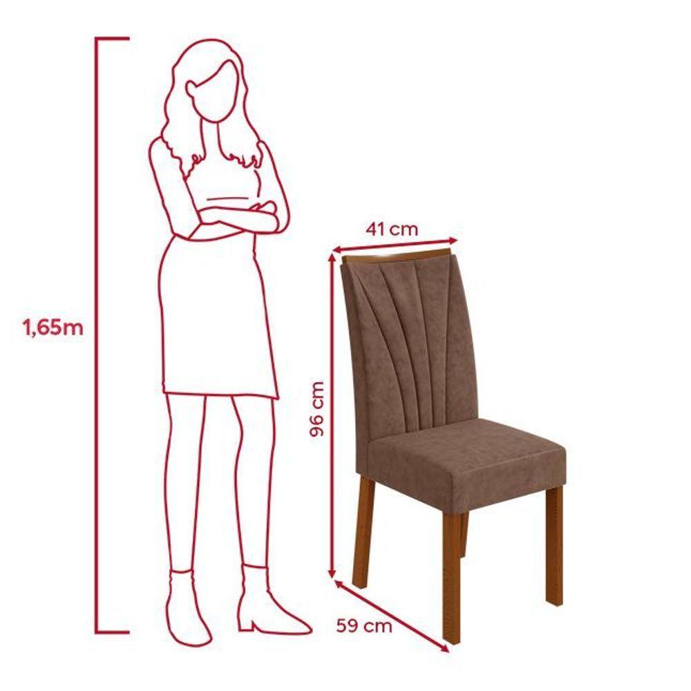 Conjunto Sala De Jantar Mesa Easy Pop 170x90cm Tampo Vidro/mdf Com 6 Cadeiras Confort Couro Avelã Frassino/off White - 4