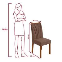 Conjunto Sala De Jantar Mesa Easy Pop 170x90cm Tampo Vidro/mdf Com 6 Cadeiras Confort Couro Avelã Frassino/off White