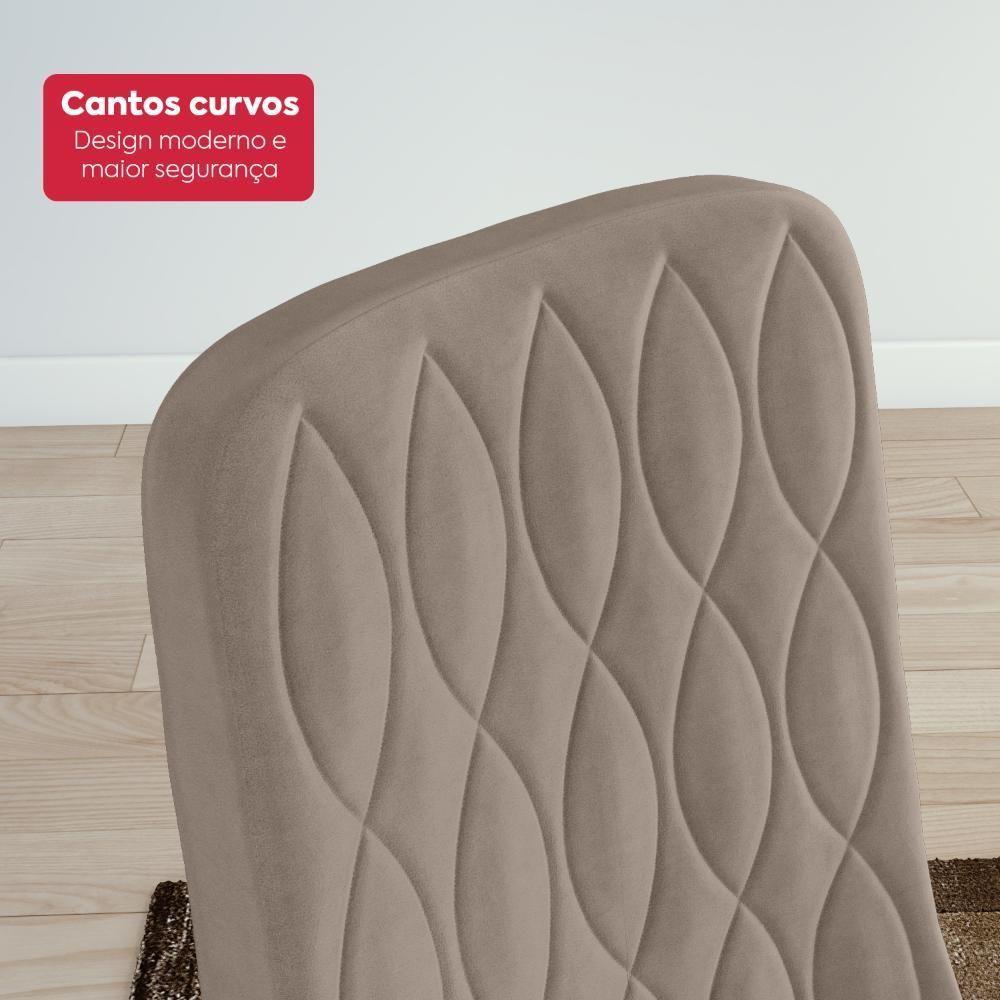 Conjunto Sala De Jantar Mesa Easy Pop 120x80cm Tampo Mdf Com 4 Cadeiras Seat Suede Animale Bege Frassino/off White - 7