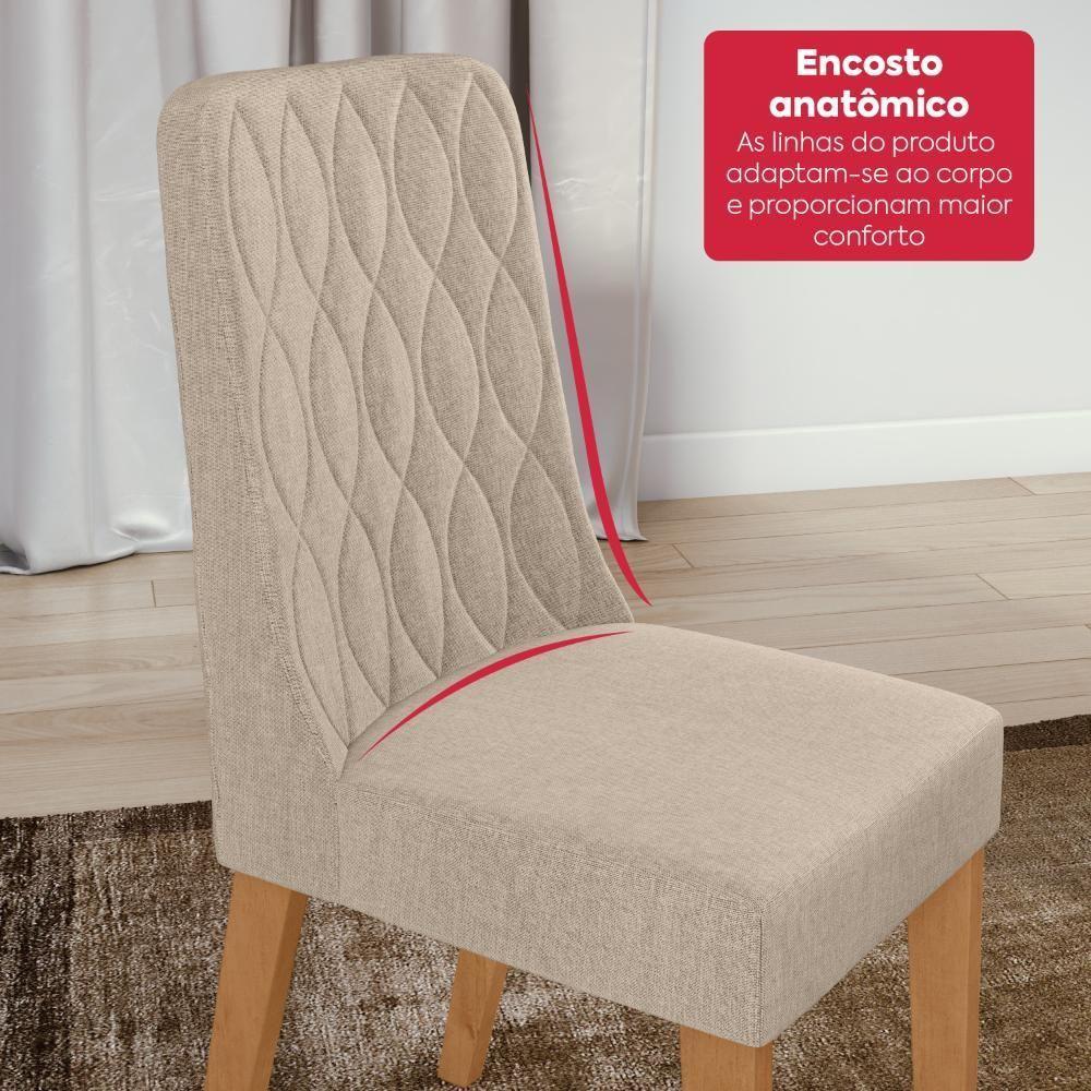 Conjunto Sala De Jantar Mesa Easy Pop 170x90cm Tampo Vidro/mdf Com 6 Cadeiras Seat Linho Rinzai Bege Amendoa/off White - 8