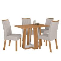 Conjunto Sala De Jantar Mesa Easy Pop 120x80cm Tampo Mdf Com 4 Cadeiras Confort Linho Mosaico Cinza Amêndoa/off White - 2